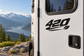 Speedline 420 vinyl decal with stylized 420 logo on light vehicle body