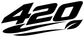 Stylized black 420 vinyl decal graphic with swoosh and leaf