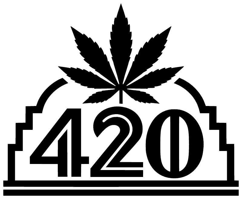 Vinyl decal close-up of cannabis leaf and 4201 numbers in black