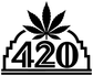 Vinyl decal close-up of cannabis leaf and 4201 numbers in black