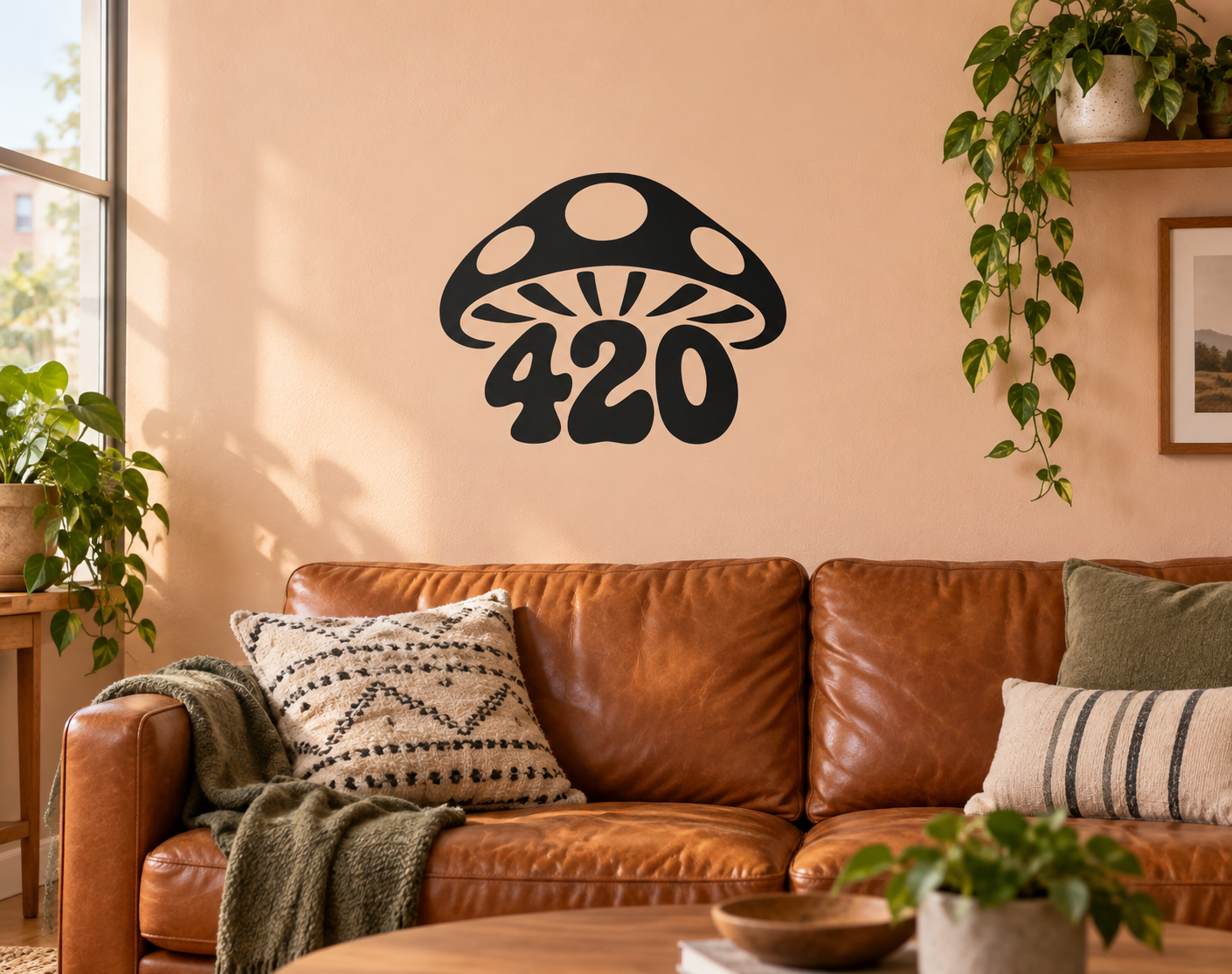 Black 420 mushroom vinyl decal
