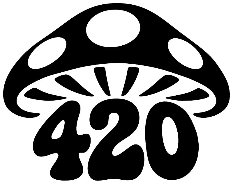 Black-and-white 420 mushroom vinyl decal