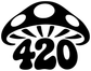 Black-and-white 420 mushroom vinyl decal