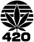Black 420 vinyl decal featuring cannabis leaf emblem and bold 420 text
