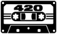 Vinyl decal black and white 420 cassette graphic with gear wheels