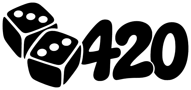 Black 420 vinyl decal graphic with three dice icons