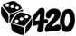 Black 420 vinyl decal graphic with three dice icons