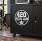 Vinyl decal with “420 Social Club” logo on a circular white emblem