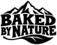 Black vinyl decal with BAKED BY NATURE mountain logo and bold lettering