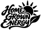 Black Home Grown Energy vinyl decal lettering with sunburst and leaf accents