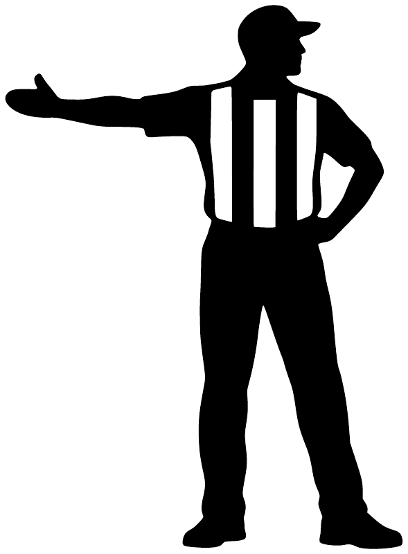 Referee clear direction vinyl decal silhouette of referee pointing on white background