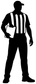 Referee vinyl decal silhouette, black-and-white striped shirt and cap