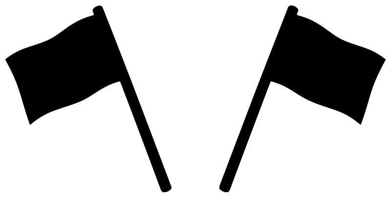 Two black referee flag icons on sticks, vinyl decal pair
