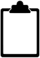 Clipboard vinyl decal icon, solid black outline with top handle