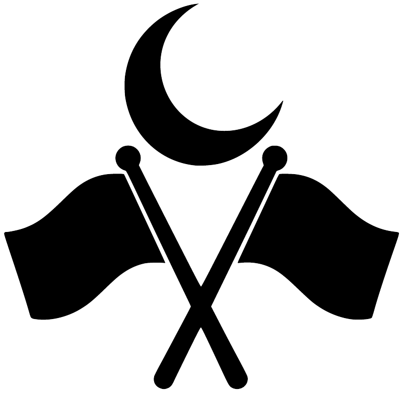Referee vinyl decal icon: crescent moon above crossed batons with flags