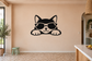 Cat sunglasses vinyl decal for refrigerators, black silhouette