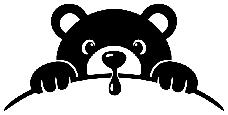 Black bear peek vinyl decal close-up with white muzzle and paws