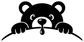 Black bear peek vinyl decal close-up with white muzzle and paws