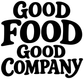 Vinyl decal close-up of bold black 'GOOD FOOD' and 'GOOD COMPANY' text