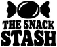Black vinyl decal close-up reading 'THE SNACK STASH' with candy icon graphic.