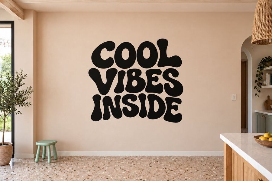 Black "Cool Vibes Inside" vinyl wall decal, bold lettering