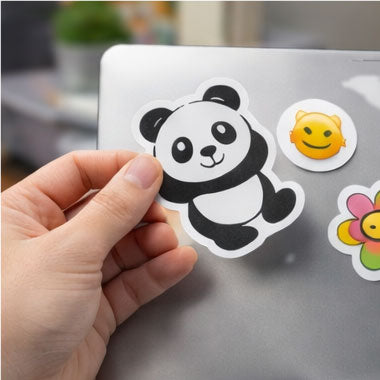 Reusable sticker set with panda face and smiley emoji character stickers