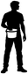 Climber silhouette vinyl decal holding chalk bucket, side view