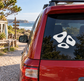 Rock climbing hold vinyl decal trio: three black holds with white oval centers.