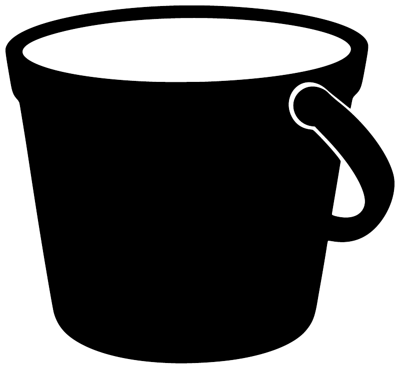 Chalk bucket vinyl decal: black bucket with white outline and scoop handle