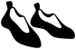 Rock climbing shoe vinyl decal pair, black shoe silhouettes with white accents