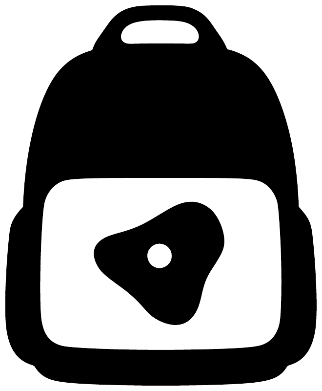 Backpack vinyl decal icon in black and white with harness-style symbol