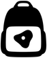Backpack vinyl decal icon in black and white with harness-style symbol