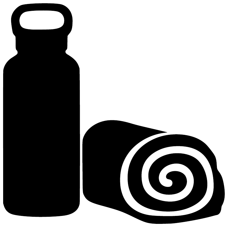 Vinyl decal of bottle and chalk bag with spiral icon, black and white