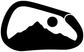 Rock climbing ridge clip vinyl decal, black and white mountain with two circles
