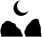 Rock climbing vinyl decal: black crescent moon and two black boulder silhouettes