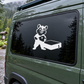 White quokka rock climber holding a chalk block vinyl decal on dark background