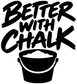 Rock climbing vinyl decal text: “BETTER WITH CHALK” with chalk bucket graphic.