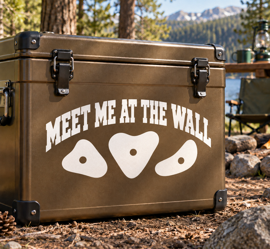 Vinyl wall decal: 'MEET ME AT THE WALL' with three black graphic shapes