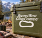 Vinyl decal: white “Routes With Good Company” text and carabiner-style icon