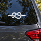 Vinyl decal with white sailor rope-knot design, twisted rope style