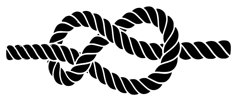 Vinyl decal with black sailor rope-knot design, twisted rope style