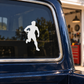 Rugby Saturday rugby player carrying ball vinyl decal, silhouette on vehicle window