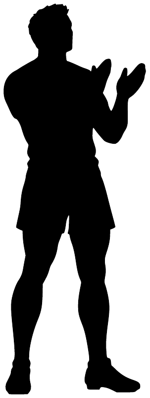 Rugby player silhouette vinyl decal, white cutout figure holding rugby ball