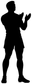 Rugby player silhouette vinyl decal, white cutout figure holding rugby ball