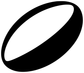 Rugby oval ball decal graphic: white oval inside bold black oval border