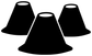 Rugby training cone vinyl decal trio: three black cone shapes on white background