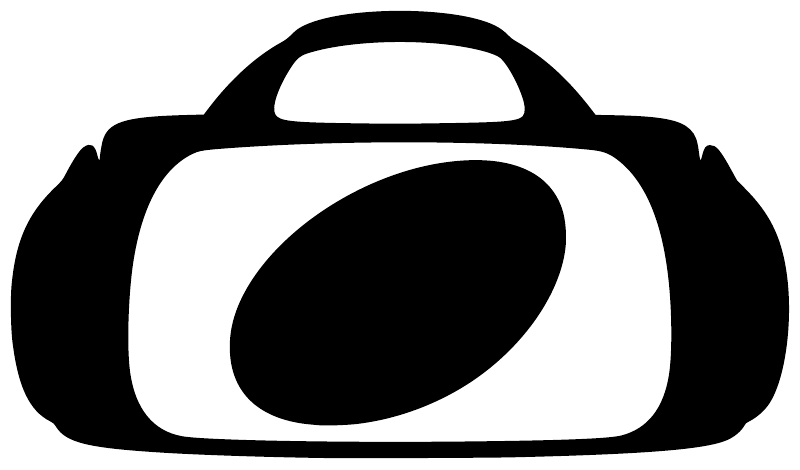 Black and white kit bag vinyl decal logo, isolated