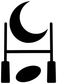 Black crescent moon and rugby goalposts vinyl decal on white background