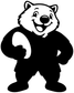 White-and-black wombat mascot vinyl decal with big eyes and an open smile