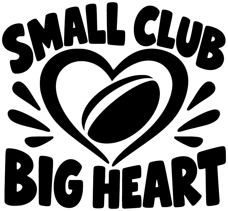 Black and white 'Small Club Big Heart' heart vinyl decal sticker